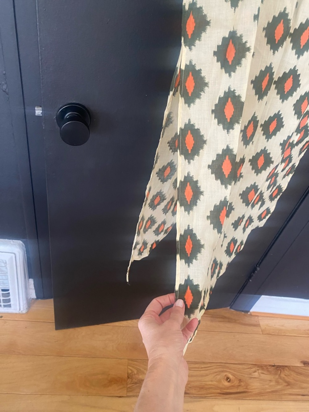 Zara Cream Maxi Shirt Dress with Orange and Gray Geometric Print - Picture 3 of 5